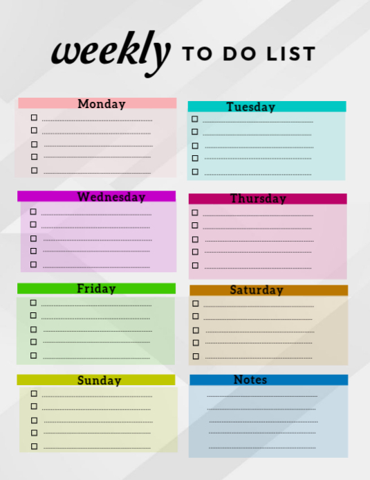 Modèle White Professional Weekly To Do List Checklist Task Planner