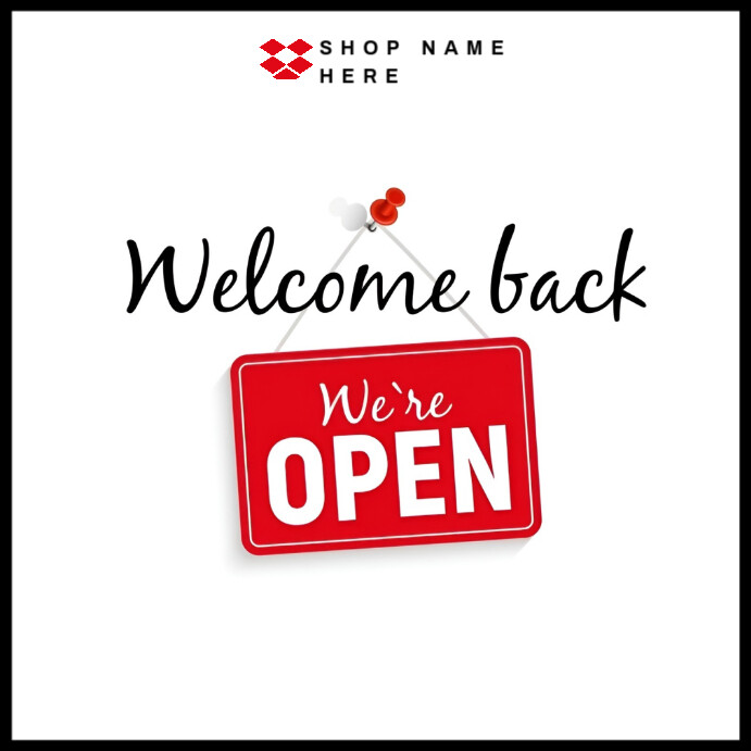 White Professional Welcome Back Sign Square (1:1) template
