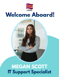 White Professional Welcome New Team Member Corporate Employee Appreciation Business Greeting Social Flyer (US-Letter) template