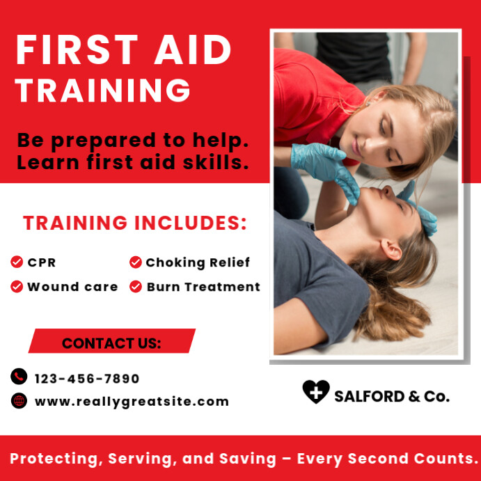 White Professional White And Red Modern First Aid Medical Training ...