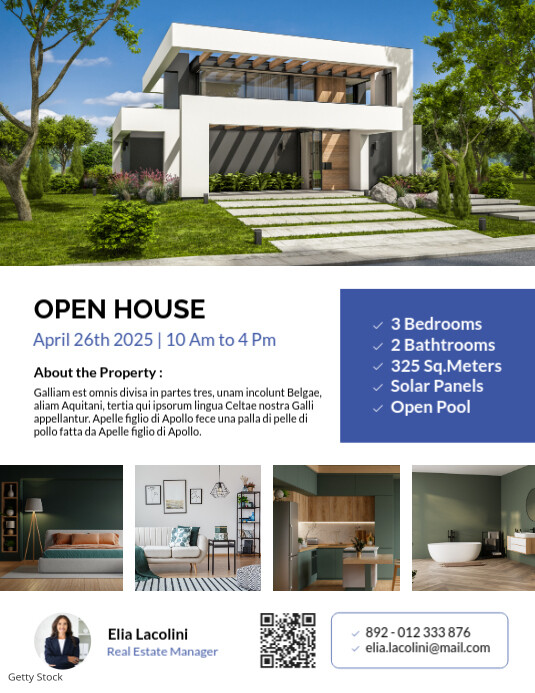 White Professional White Blue And Black Real Estate Open House Flyer Advertising 2025 2026 2027 2028 Iflaya (Incwadi ye-US) template