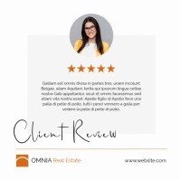 White Professional White Grey And Orange Client Review Customer Review Instagram Post Banner Adverti template