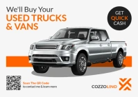 White Professional White Orange And Black We Buy Your Used Trucks And Vans 2025 2026 2027 2028 2029 Postcard template