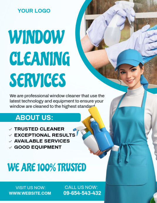 White Professional Window Cleaning Services Template Flyer (us Letter) Pamflet (VSA Brief)