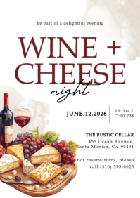 White Professional Wine and Cheese Night A4 template