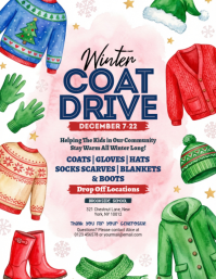 White Professional Winter Coat Drive, Donate Coats, Winter Charity, Community Support, Coat Collecti Ulotka (US Letter) template