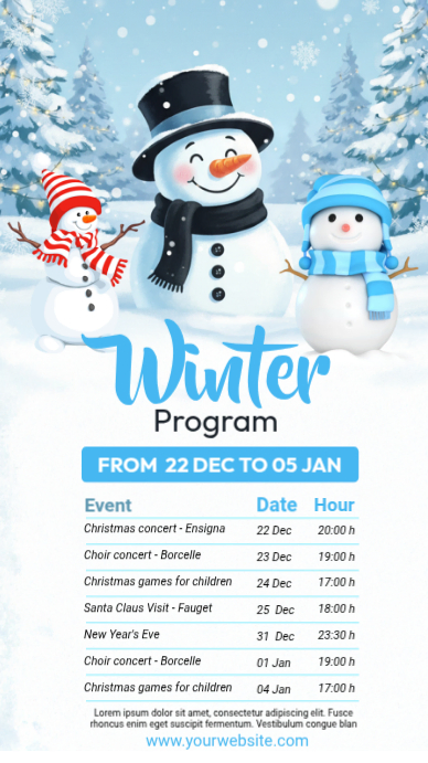 White Professional Winter Program Schedule Template Instagram Story ...