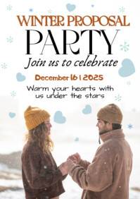 White Professional Winter Proposal Party A2 template
