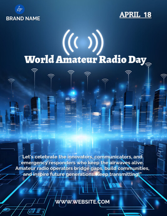 White Professional World Amateur Radio Day  Flyer (us Letter) Pamflet (Letter AS) template