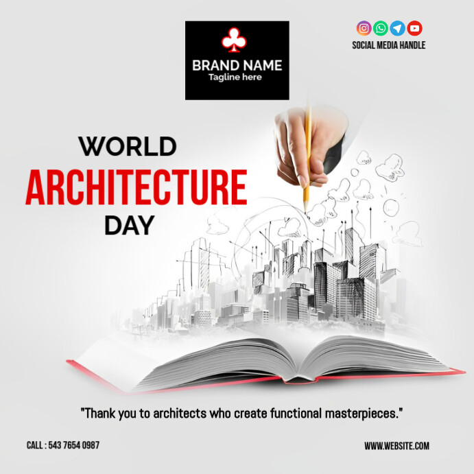 White Professional World Architecture Day  Instagram Post Instagram-bericht template