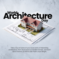 Grå World Architecture Day Wpis na Instagrama Template