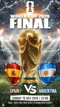 White Professional World Cup Final Spain VS Argentina Digital Display Video template