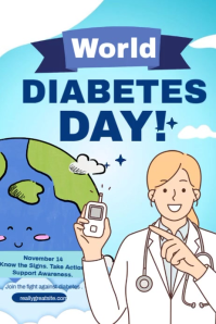 White Professional World Diabetes Day Poster template