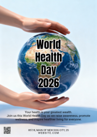 白色 World Health Day A6 Template