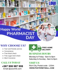 White Professional World Pharmacist Day Flyer  Instagram Portrait template