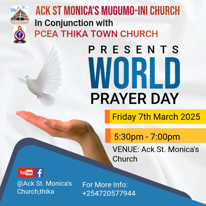 White Professional World Prayer Day Church Poster, Flyer  Instagram Post template
