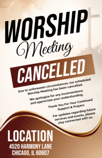 White Professional Worship Meeting Cancellation Tabloid 小报 template