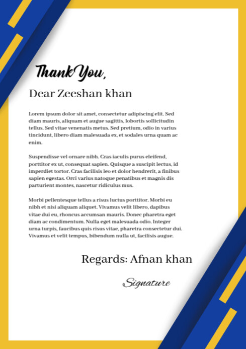 White Thank You Letter A4 Template | PosterMyWall