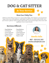 White Professional Yelow White And Black Dog & Cat Sitting Flyer Template – Professional Pet Care De