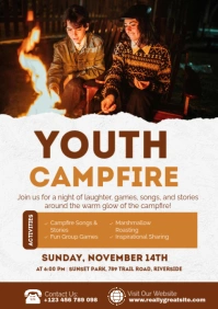 White Professional Youth Bonfire Night Event Poster Template A2