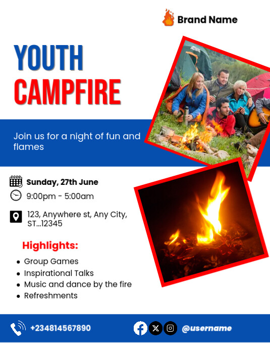 Copy of White Professional Youth Campfire Design Template Flyer (us ...
