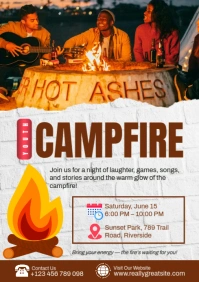 White Professional Youth Campfire Night Event Poster Template A2