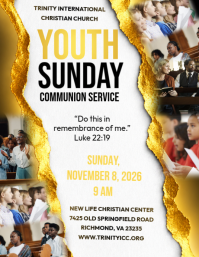 White Youth Communion Service Flyer Template