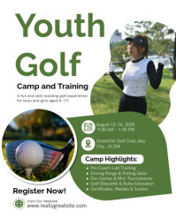 White Professional Youth Golf Camp Training Flyer Template Instagram Portrait