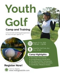 White Professional Youth Golf Camp Training Flyer Template Instagram Portrait