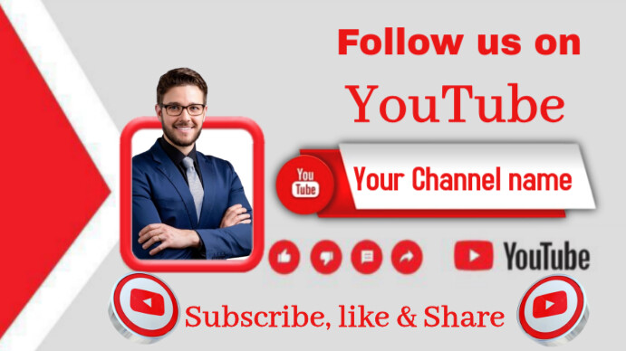 White Professional Youtube Channel Subscription Ads Template  Digital Display (16:9)