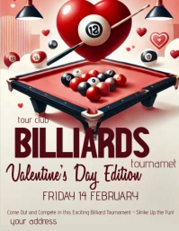 White Professionale Valentine's Day Billiard Competition Volantino (us Letter) Volante (Carta US) template