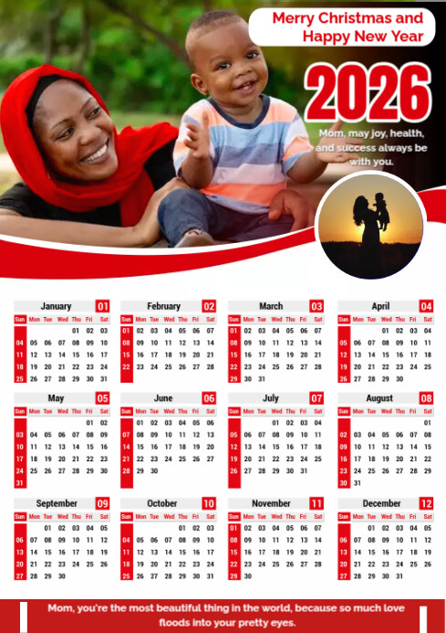 White Professionnel Calendar 2026 A4 Template | PosterMyWall