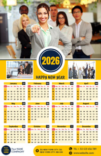 White Professionnel Calendar 2026 Corporate Tabloïd Tabloid template