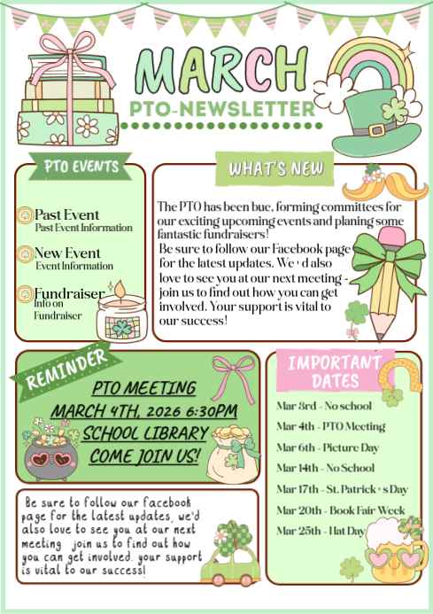 Plantilla de White PTO Newsletter A4 | PosterMyWall