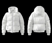 White puffer jacket with hoodie mockup Large Rectangle template