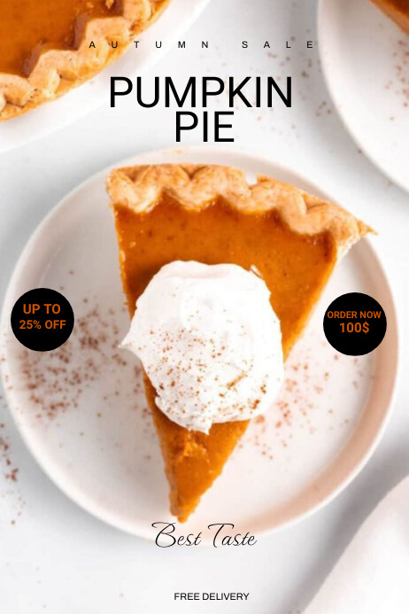 Copy of White Pumpkin Pie Sale Poster | PosterMyWall