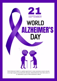 White Purple Simple World Alzheimer's Day A2 template