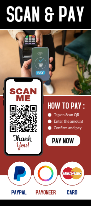 Qr Code Signage Template Rack White QR Code Payment Rack Card Template | PosterMyWall