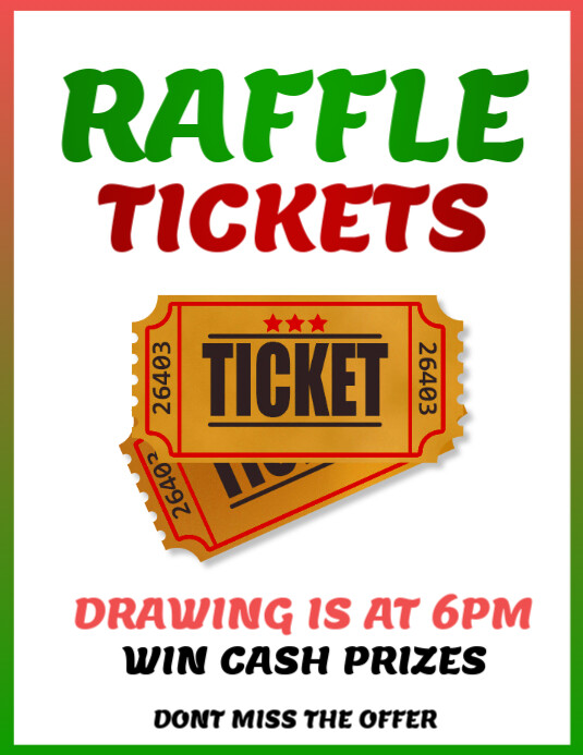 White Raffle Ticket Flyer (us Letter) Template | PosterMyWall