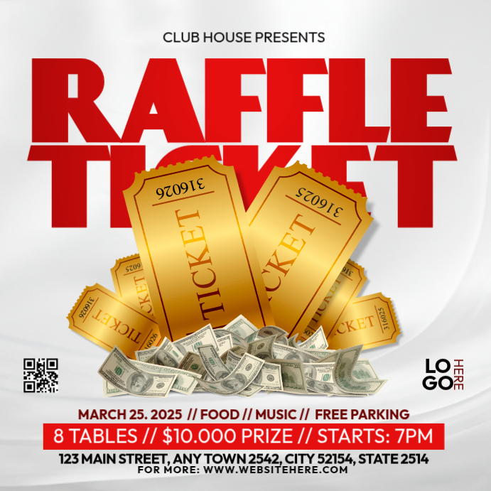 White Raffle Ticket Instagram Post Template | PosterMyWall