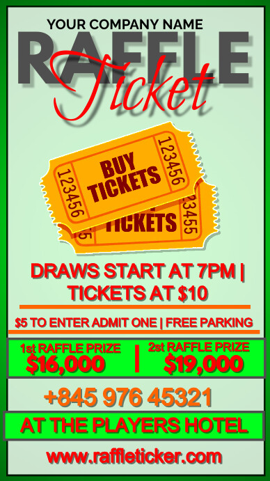 White   Raffle Tickets Digital Display (9:16) template