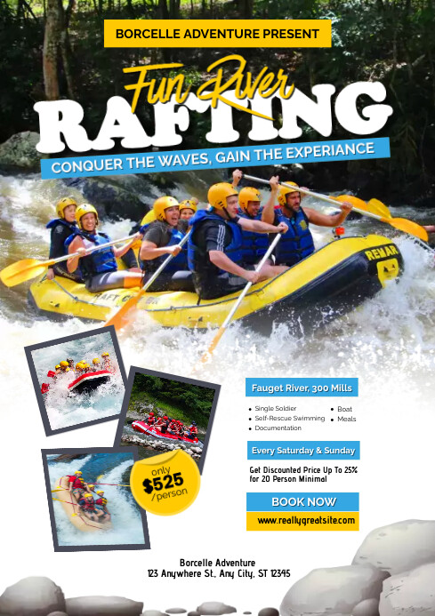 White Rafting Promotion Flyer Template | PosterMyWall