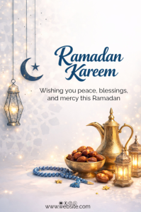 White Ramadan Greeting Poster template
