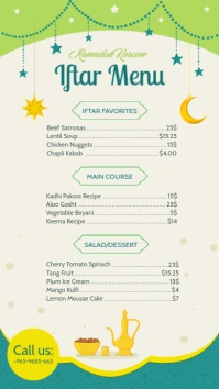 White Ramadan iftar menu digital signage template