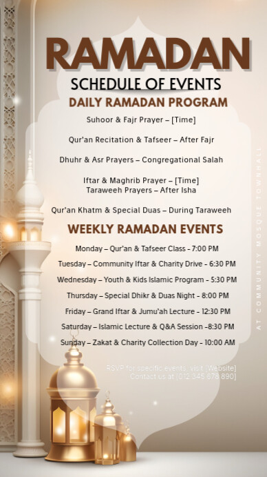 White Ramadan Schedule Of Events Instagram Story Instagram-verhaal template