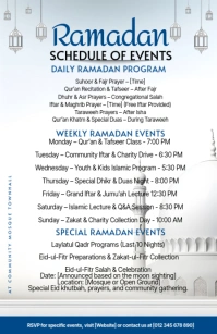White Ramadan Schedule Of Events Tabloid template