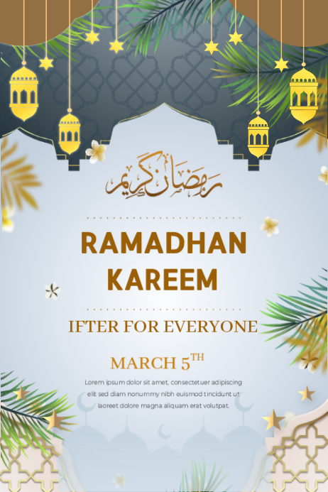 Plantilla de White RamadaRealistic vertical poster template for islamic ...