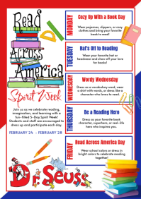 White Reading America School Spirit Week A4 template