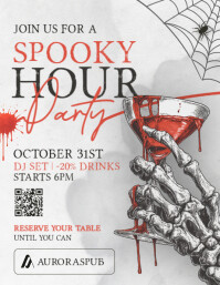 Hvid Halloween Party Folheto Template