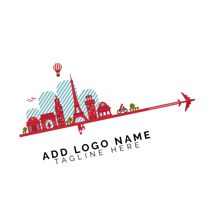 White Red Landmark Logo, Infographic Drawing template